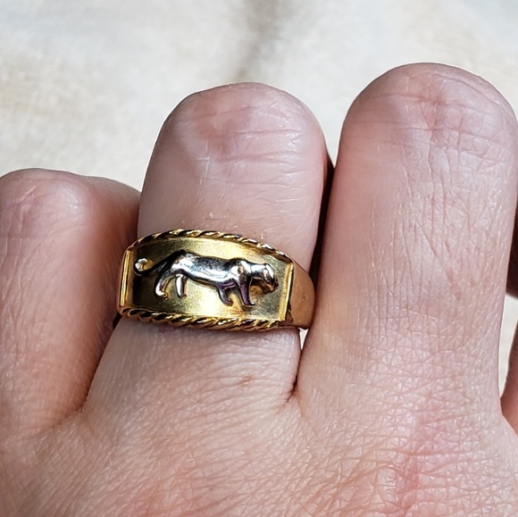 SOLD 14k Two Tone Gold Panther Ring - Picture 4 of 4
